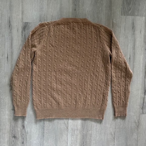 J. Crew Women’s Camel Wool Blend Cable Knit Crew Neck Sweater Size Large - Picture 2 of 5